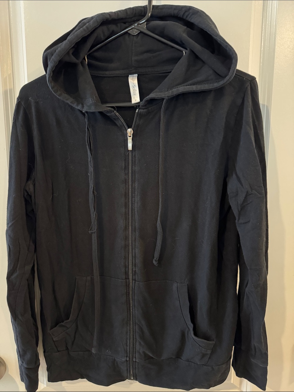 Sofra Black Full-Zip Hoodie with Hood